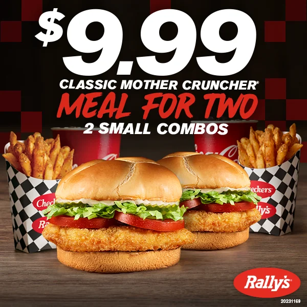 $9.99 classic mother cruncher meal for two - 2 small combos